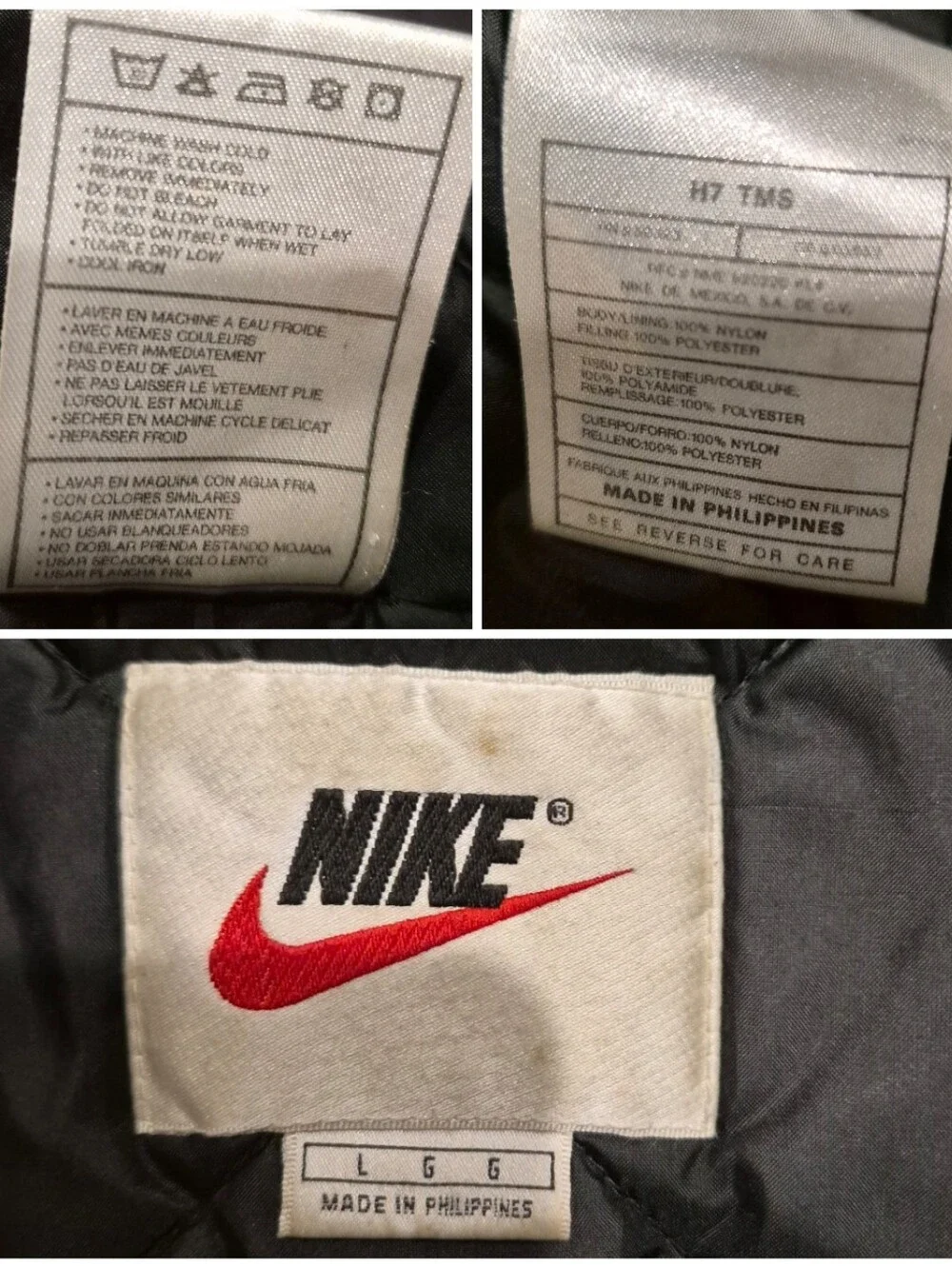 Vintage 1990s Nike Big Swoosh Quilted Puffer Jacket - Men's Large